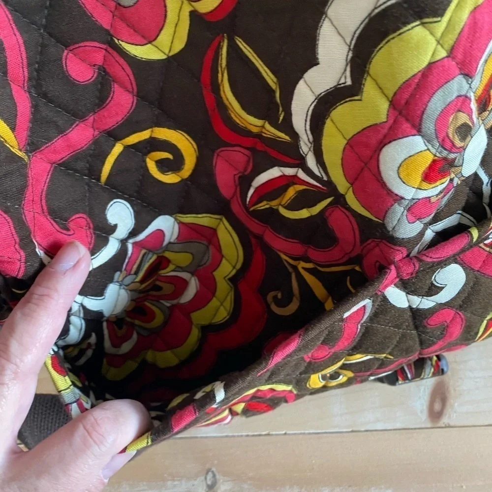 Vera Bradley Messenger Bag Puccini Brown Floral Laptop Carry Purse